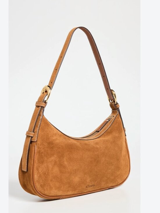 STAUD Handbags - STAUD Pine Shoulder Bag, Tan Suede